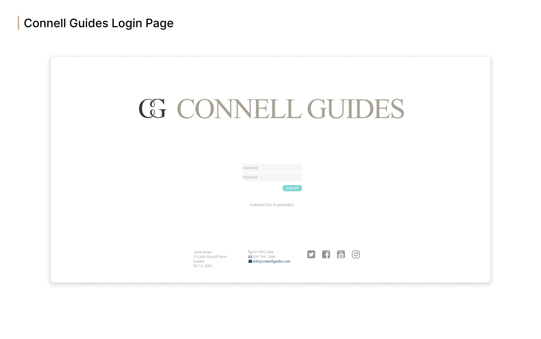 Connell Guides Login Page