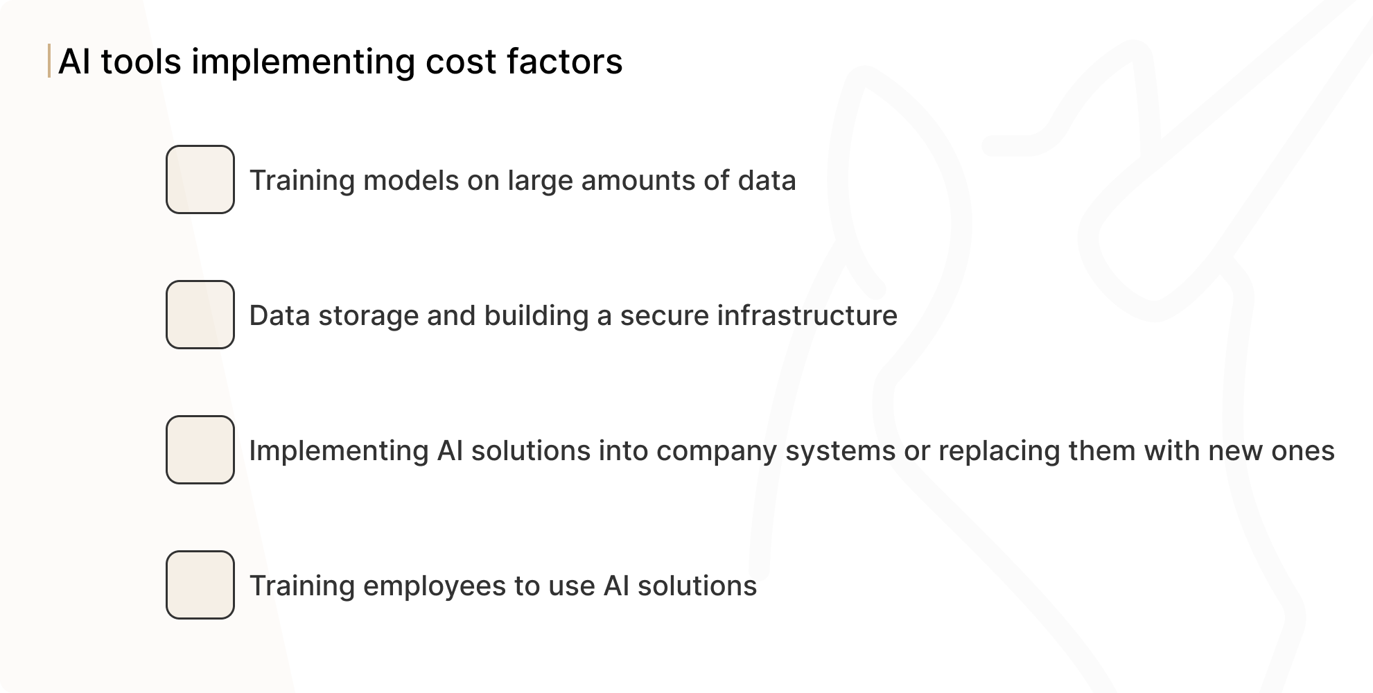 AI tools implementing cost factors
