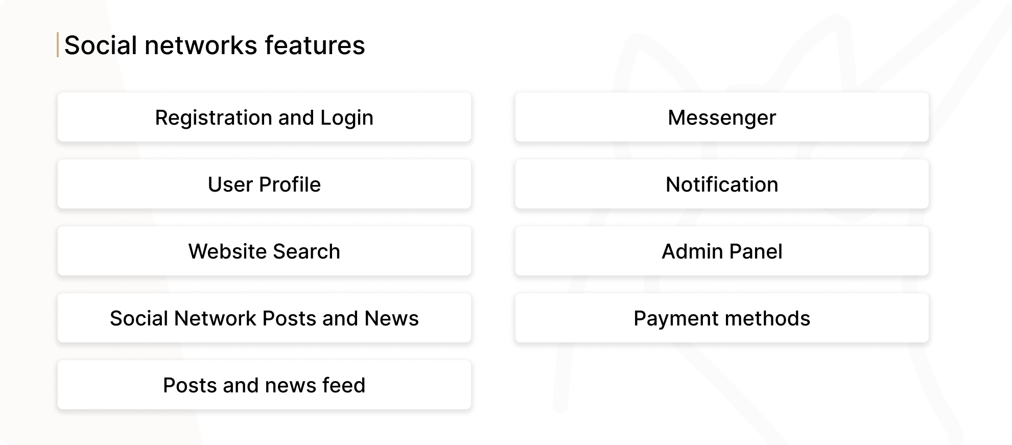 Social networks features