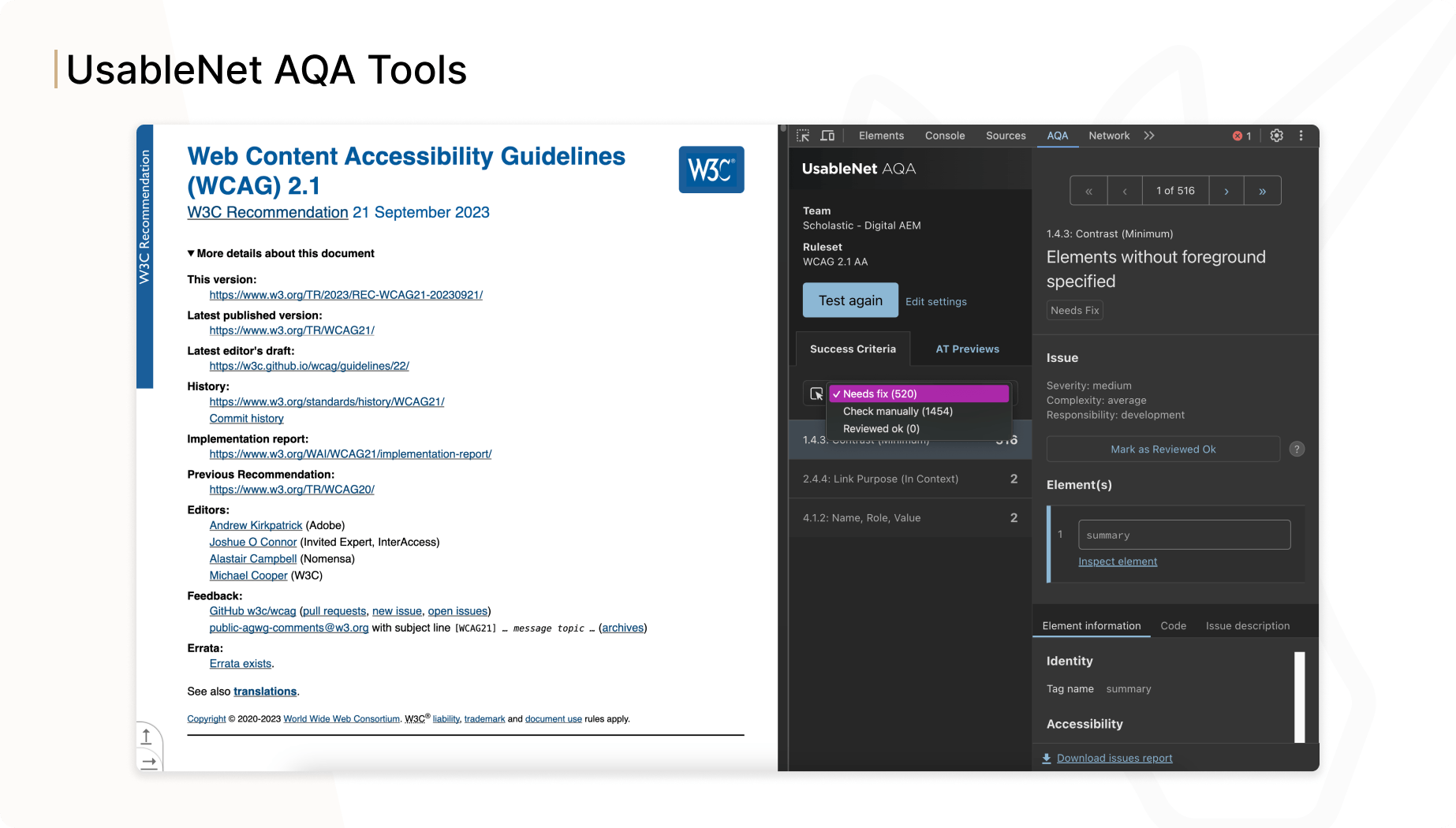 UsableNet AQA Tools