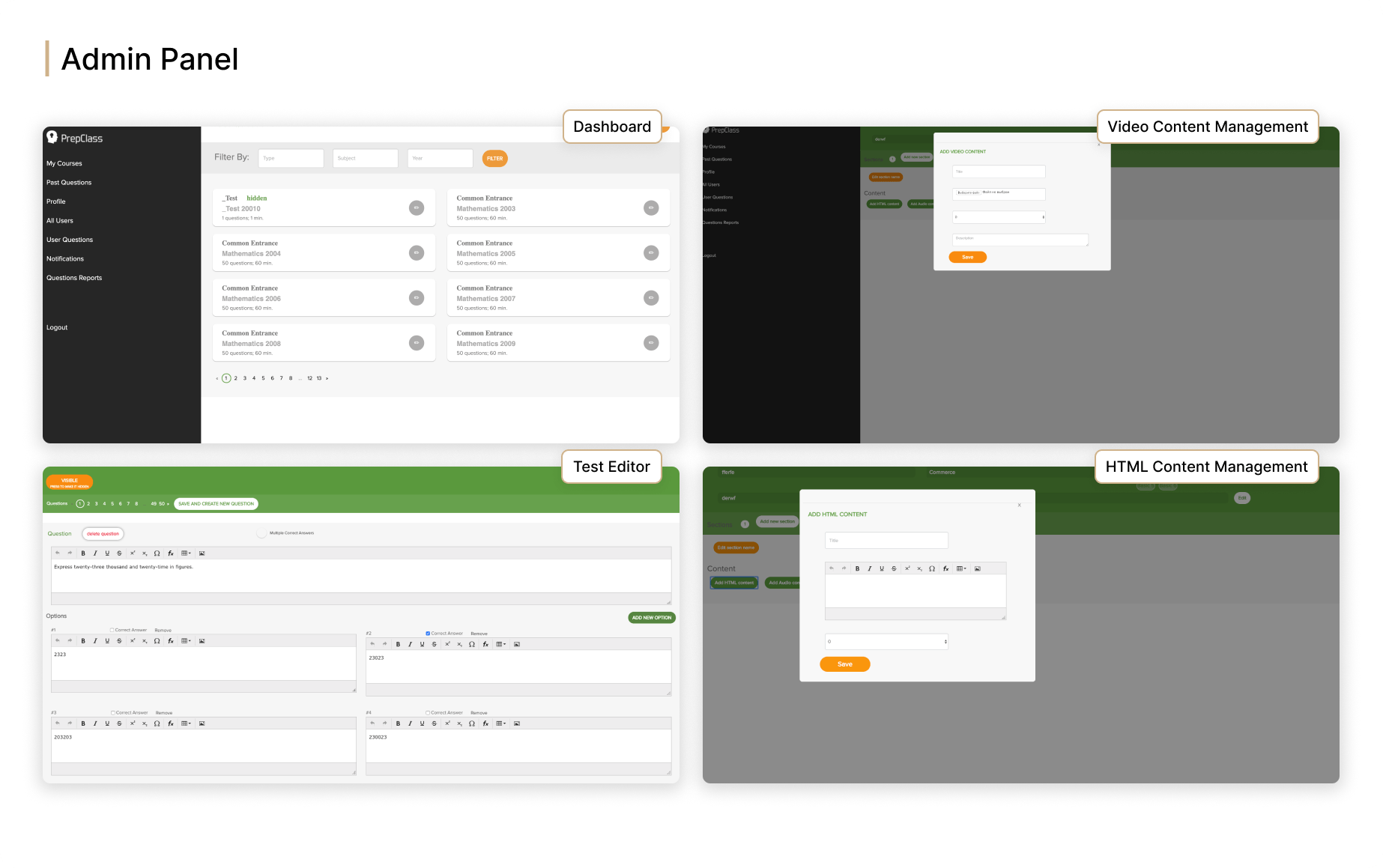 PrepClass Admin Panel