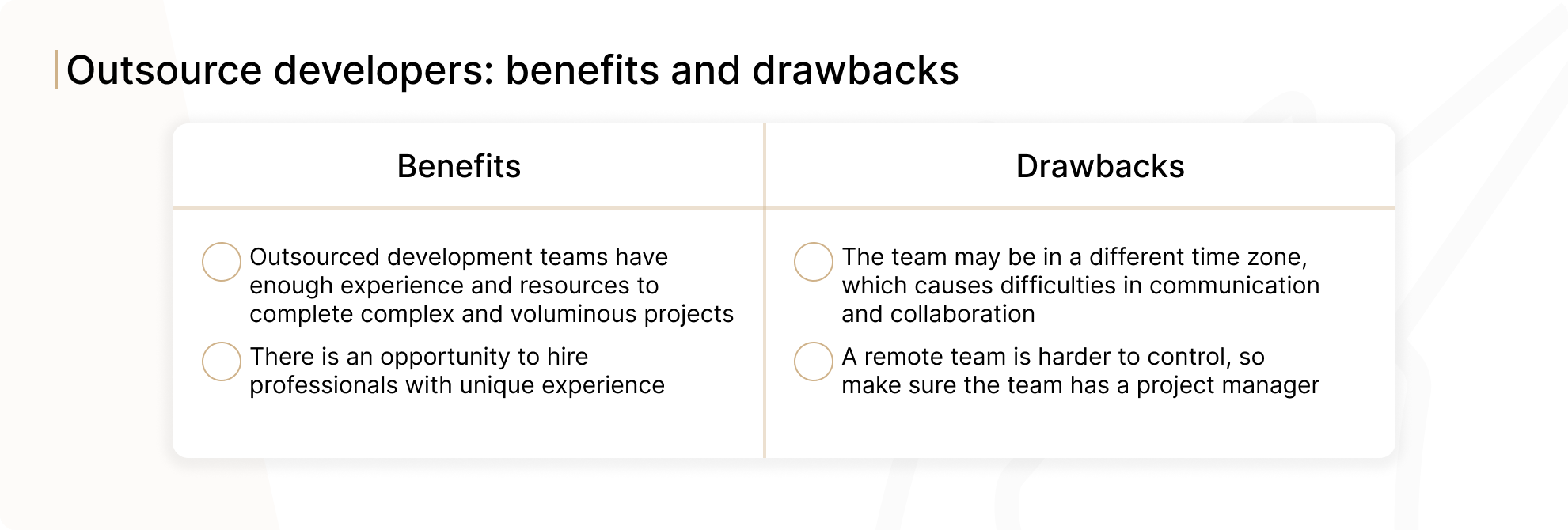 Benefits and drawbacks of hiring outsource developers