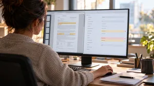 Specialist reviewing extracted fields beside the source PDF on a split screen