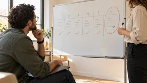 Six-week proof of concept plan on a whiteboard with the decision point circled