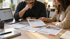 CTO and procurement lead comparing three outsourcing proposals at a desk